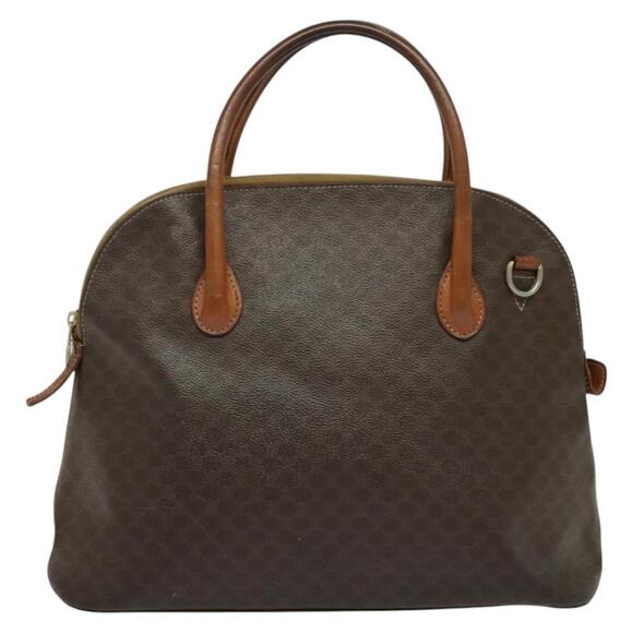 CELINE Macadam Canvas Hand Bag Pvc Leather Brown Gold - Picture 2 of 12